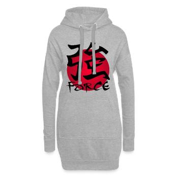 Das Wort Kraft auf Japanisch (schwarz) - Hoodie-Kleid - Grau meliert - Vorne