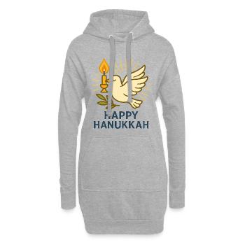 Pigeon de Hanoukka heureux colombe de la paix - Sweat-shirt à capuche long Femme - gris chiné - Devant