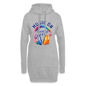 Music On World Off - Kopfhörer - Musiker Geschenk - Hoodie-Kleid - Grau meliert - Vorne