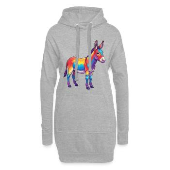 Bunte Eselregenbogen-Pop-Art-Aquarell - Hoodie-Kleid - Grau meliert - Vorne