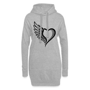 Angel Wings Herz-Logo - Hoodie-Kleid - Grau meliert - Vorne