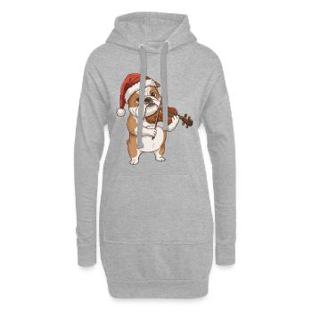 Chien bouledogue de Noël jouant du violon - Sweat-shirt à capuche long Femme - gris chiné - Devant