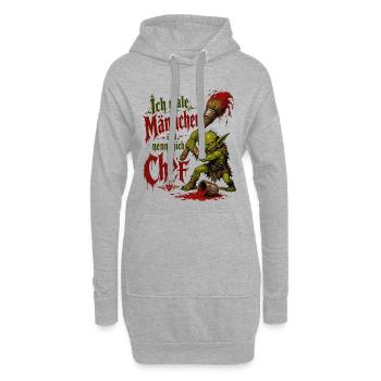 Tabletop Goblin mit Pinsel - Hoodie-Kleid - Grau meliert - Vorne