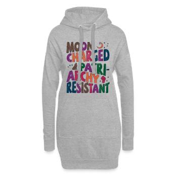 Moon charged, patriarchy resistant bunt - Hoodie-Kleid - Grau meliert - Vorne