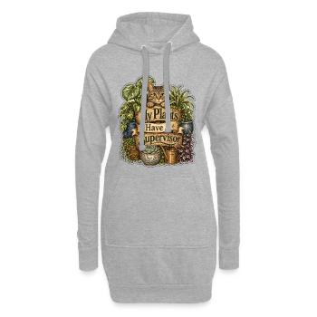 Mes plantes ont un chat superviseur - Sweat-shirt à capuche long Femme - gris chiné - Devant