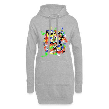 Yoga - Baumpose | Bunter Tanz der Farben - Hoodie-Kleid - Grau meliert - Vorne