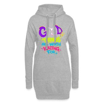 Good_hosszu - Sweat-shirt à capuche long Femme - gris chiné - Devant