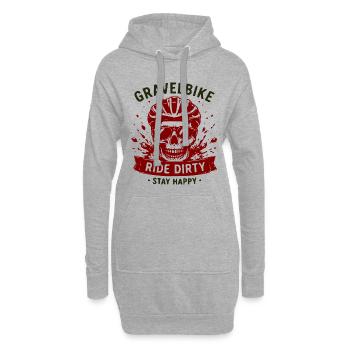 Gravel Bike Skull Ride Dirty Stay Happy - Sweat-shirt à capuche long Femme - gris chiné - Devant