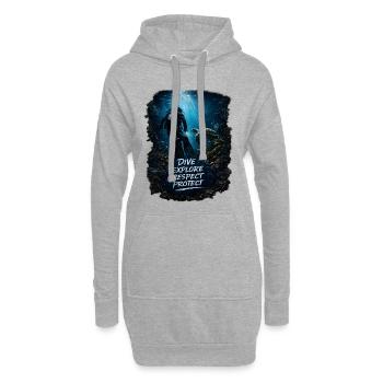 Plonge. Explorez. Le respect. Protège. – Plongeurs & Océans - Sweat-shirt à capuche long Femme - gris chiné - Devant