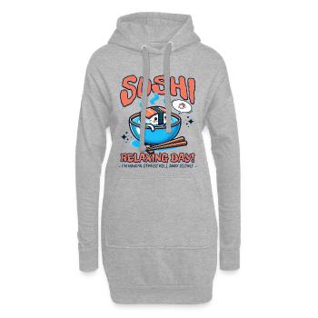 Journée de détente de sushi Nourriture mignonne - Sweat-shirt à capuche long Femme - gris chiné - Devant
