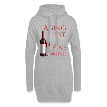 Altern wie ein guter Wein - Hoodie-Kleid - Grau meliert - Vorne
