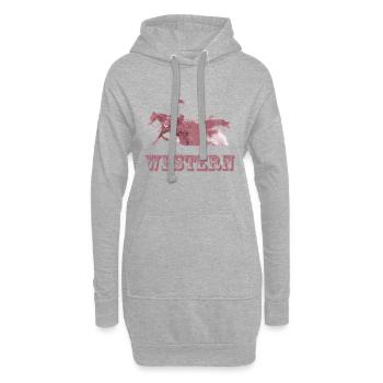 équitation ouest - Sweat-shirt à capuche long Femme - gris chiné - Devant