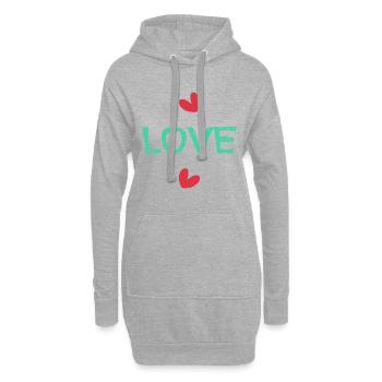 LOVE. SAINT VALENTIN. EVJF. JE T'AIME. I LOVE YOU. - Sweat-shirt à capuche long Femme - gris chiné - Devant