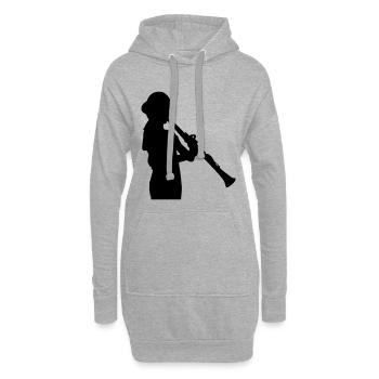 musique clarinette instrument - Sweat-shirt à capuche long Femme - gris chiné - Devant