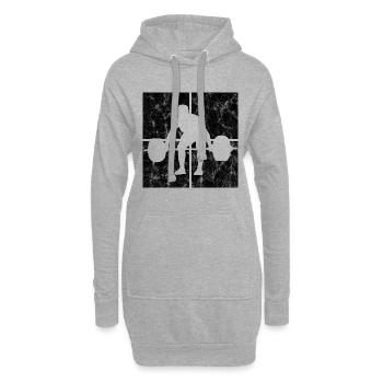Musculation Bodybuilder GYM Fitnessstudio Retro - Sweat-shirt à capuche long Femme - gris chiné - Devant