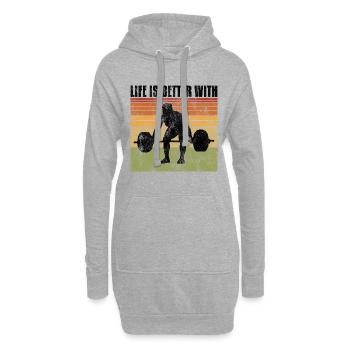 life is better with bodybuilding GYM Bodybuilder - Hoodie-Kleid - Grau meliert - Vorne