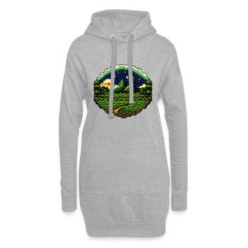 Verpixeltes Feld - Hoodie-Kleid - Grau meliert - Vorne