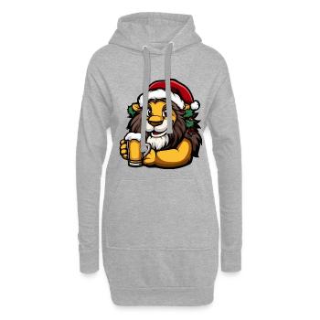 Lion Noël Bière Drôle - Sweat-shirt à capuche long Femme - gris chiné - Devant