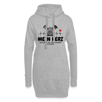 MEIN HERZ schlägt ... Pfote Hunde HUND - Hoodie-Kleid - Grau meliert - Vorne