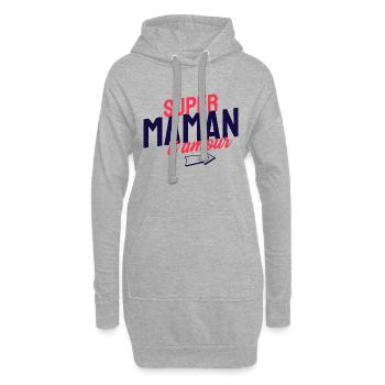 Super maman d'amour. Fête des mères - Sweat-shirt à capuche long Femme - gris chiné - Devant