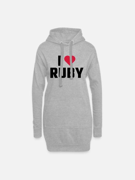 Ich liebe RUBIN - Hoodie-Kleid - Grau meliert