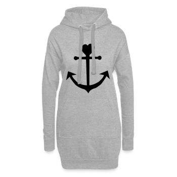 Ancre-Nord-Moin - Sweat-shirt à capuche long Femme - gris chiné - Devant
