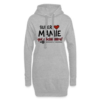 Super mamie qui déchire - Sweat-shirt à capuche long Femme - gris chiné - Devant