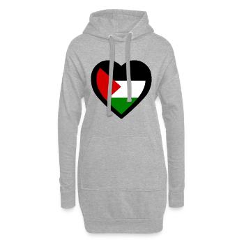 Free palestine - Sweat-shirt à capuche long Femme - gris chiné - Devant