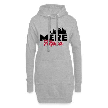 Mère alpha. Maman louve. Mama alpha - Sweat-shirt à capuche long Femme - gris chiné - Devant