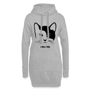 Katze, Katzen, Cat, Kopf, Gesicht, Kater - Hoodie-Kleid - Grau meliert - Vorne