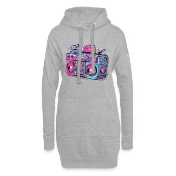 Rétro Radio Tape Cassette Vintage - Sweat-shirt à capuche long Femme - gris chiné - Devant