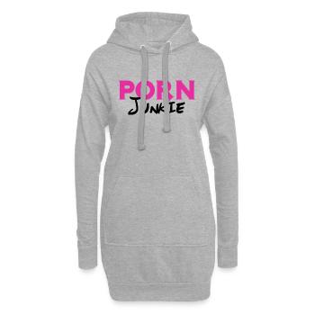 porn Junkie - Sweat-shirt à capuche long Femme - gris chiné - Devant