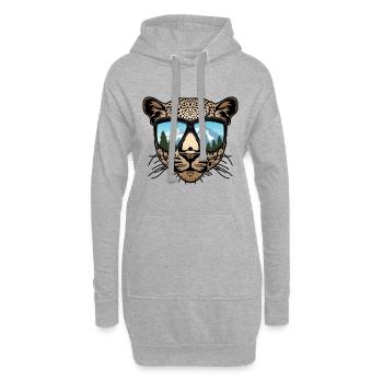 Leopard Googles Geschenk für Snowboarden Wintersport - Hoodie-Kleid - Grau meliert - Vorne