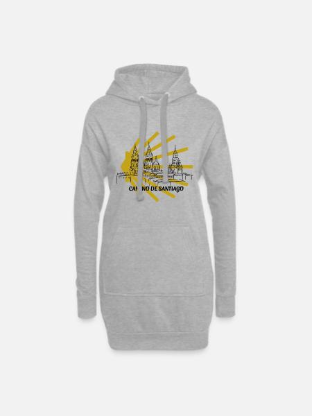 Camino - Jakobsweg - Pilgertour - Santiago - Hoodie-Kleid - Grau meliert