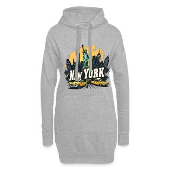 New York – Horizon - Sweat-shirt à capuche long Femme - gris chiné - Devant