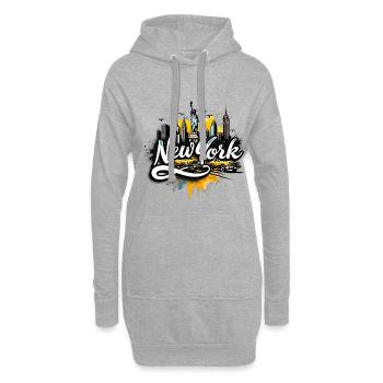 New York – Skyline, Statue de la Liberté et taxis - Sweat-shirt à capuche long Femme - gris chiné - Devant