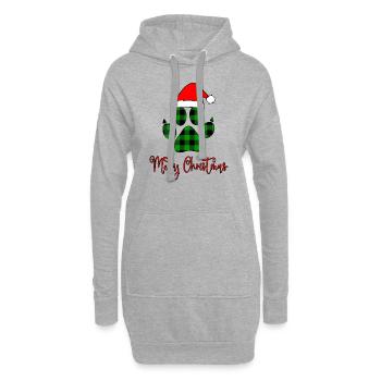 Joyeux noël pattes Cadeau, pattes avec chapeau de père Noël tee - Sweat-shirt à capuche long Femme - gris chiné - Devant