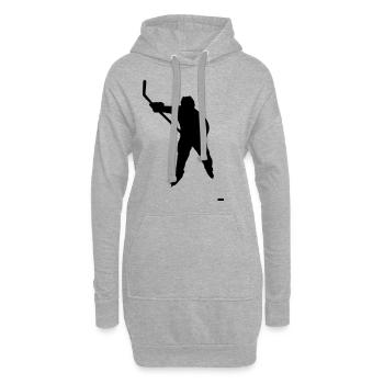 Joueur de hockey sur glace avec palet - Sweat-shirt à capuche long Femme - gris chiné - Devant