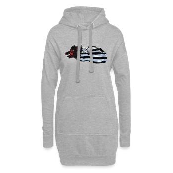 sanglier_breizh - Sweat-shirt à capuche long Femme - gris chiné - Devant