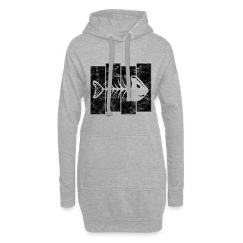 Fischgräte für Angler, Fischer und Kinder | Fische - Hoodie-Kleid - Grau meliert - Vorne