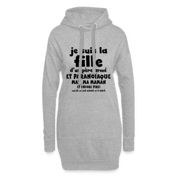 je suis la fille +phrase - Sweat-shirt à capuche long Femme - gris chiné - Devant
