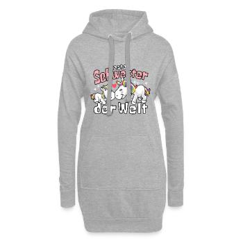 Beste Schwester der Welt - Einhorn Geschwister - Hoodie-Kleid - Grau meliert - Vorne