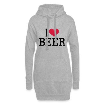 Funny Beer - I love Beer - Hoodie-Kleid - Grau meliert - Vorne