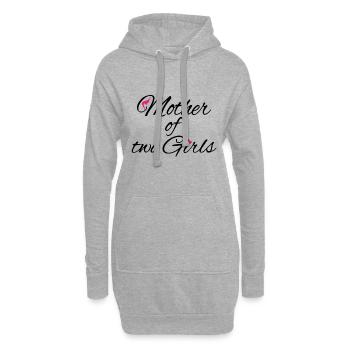 Mère de deux filles T-shirt - Sweat-shirt à capuche long Femme - gris chiné - Devant