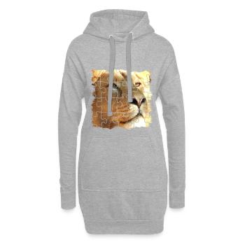 Löwen Puzzle, Symbol für Kraft und Stärke - Hoodie-Kleid - Grau meliert - Vorne