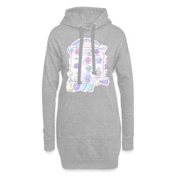 Süße Liebesherz-Süßigkeiten im Kawaii-Stil - Hoodie-Kleid - Grau meliert - Vorne