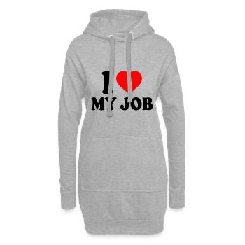 I love my job - Sweat-shirt à capuche long Femme - gris chiné - Devant