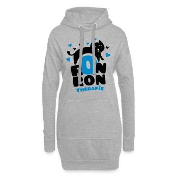Ronronthérapie, pour les amoureux des chats ! - Sweat-shirt à capuche long Femme - gris chiné - Devant