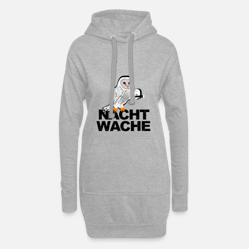 Vogel Nachtwache Eule mit Taschenlampe - Hoodie-Kleid - Grau meliert