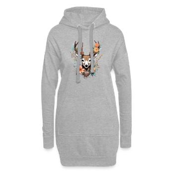 Fleurs de cerf au printemps - Sweat-shirt à capuche long Femme - gris chiné - Devant